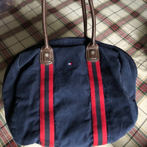 Tommy Hilfiger Bags | Tommy Hilfiger Blue Small Canvas Duffle Bag Poshmark